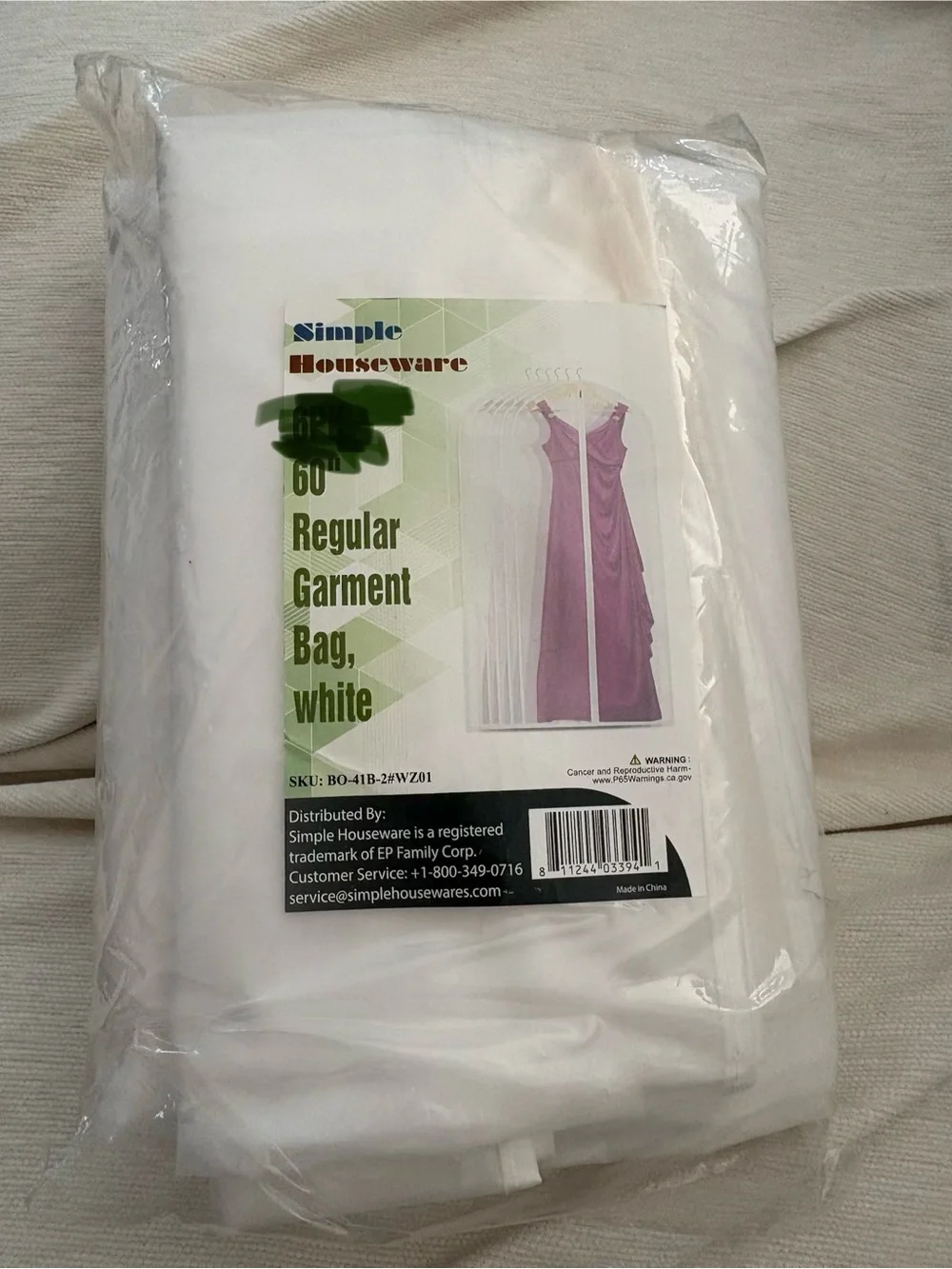 White Regular Garment Bags - 5 Pack FREE WITH PURCHASE